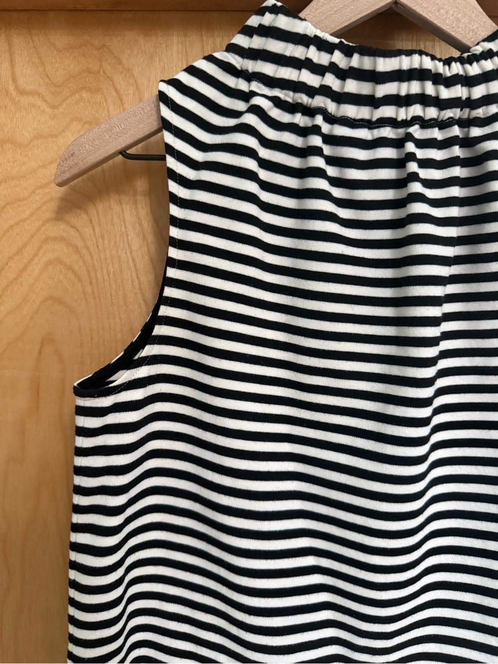 XS Tibi Striped Black and White / Ivory Sleeveless Knit Top - Day to Night Top
